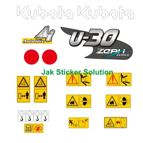 Stiker Excavator Kubota U-30 Decal Sticker