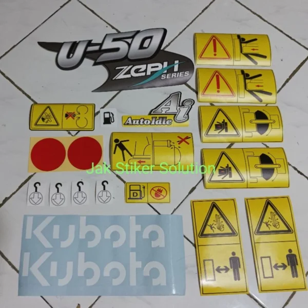 Stiker Excavator Kubota U50 Sticker Alat Berat