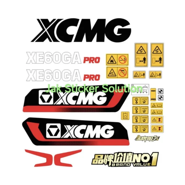 Stiker Excavator XCMG XE60GA Pro Decal Sticker