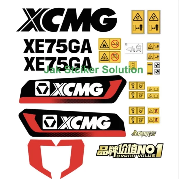 Stiker Excavator XCMG XE75GA Decal Sticker