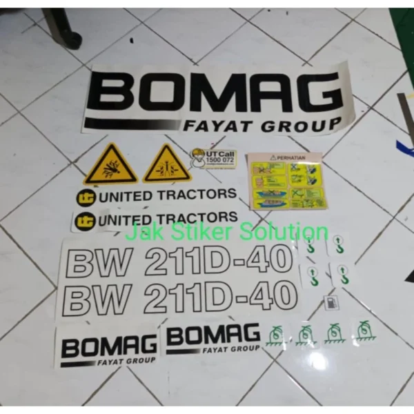 Stiker Vibro Bomag BW 211D-40 Sticker Alat Berat Tandem Vibratory Rollers